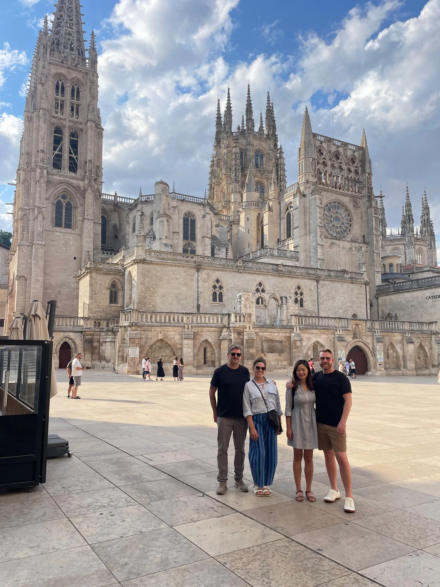 Daniel Grab and fellow musicians in front of Burgos Cathedral, Spain